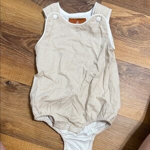 Charming Beige Checkered Kids Bodysuit